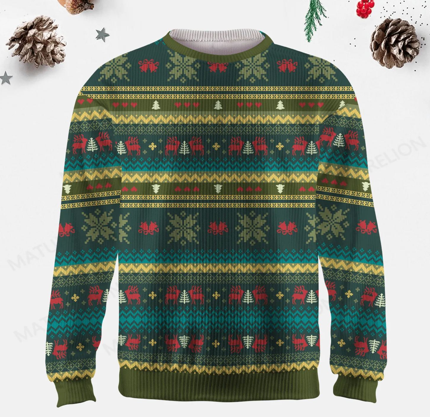 Maturelion Men's Sweater Vintage Nordic Fair Isle Sweater