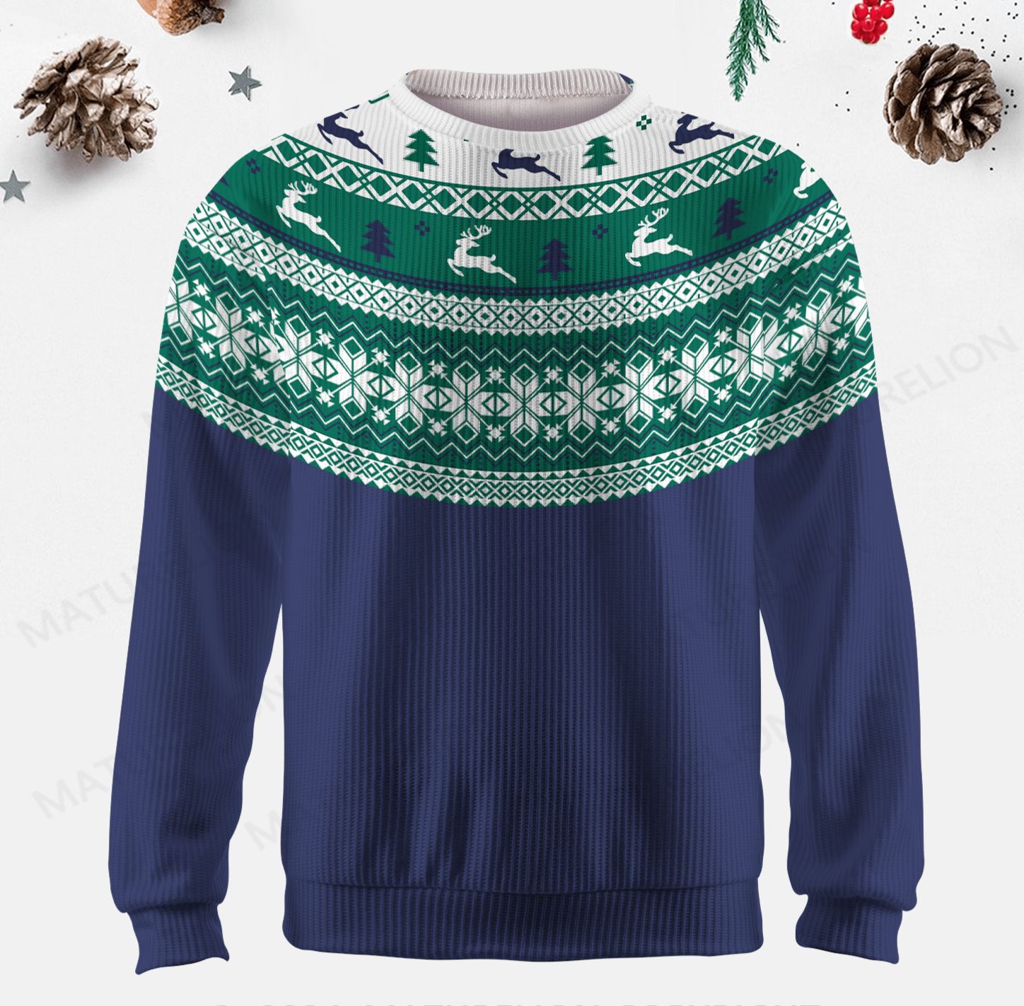 Maturelion Men's Sweater Warm Autumn Fair Isle Sweater