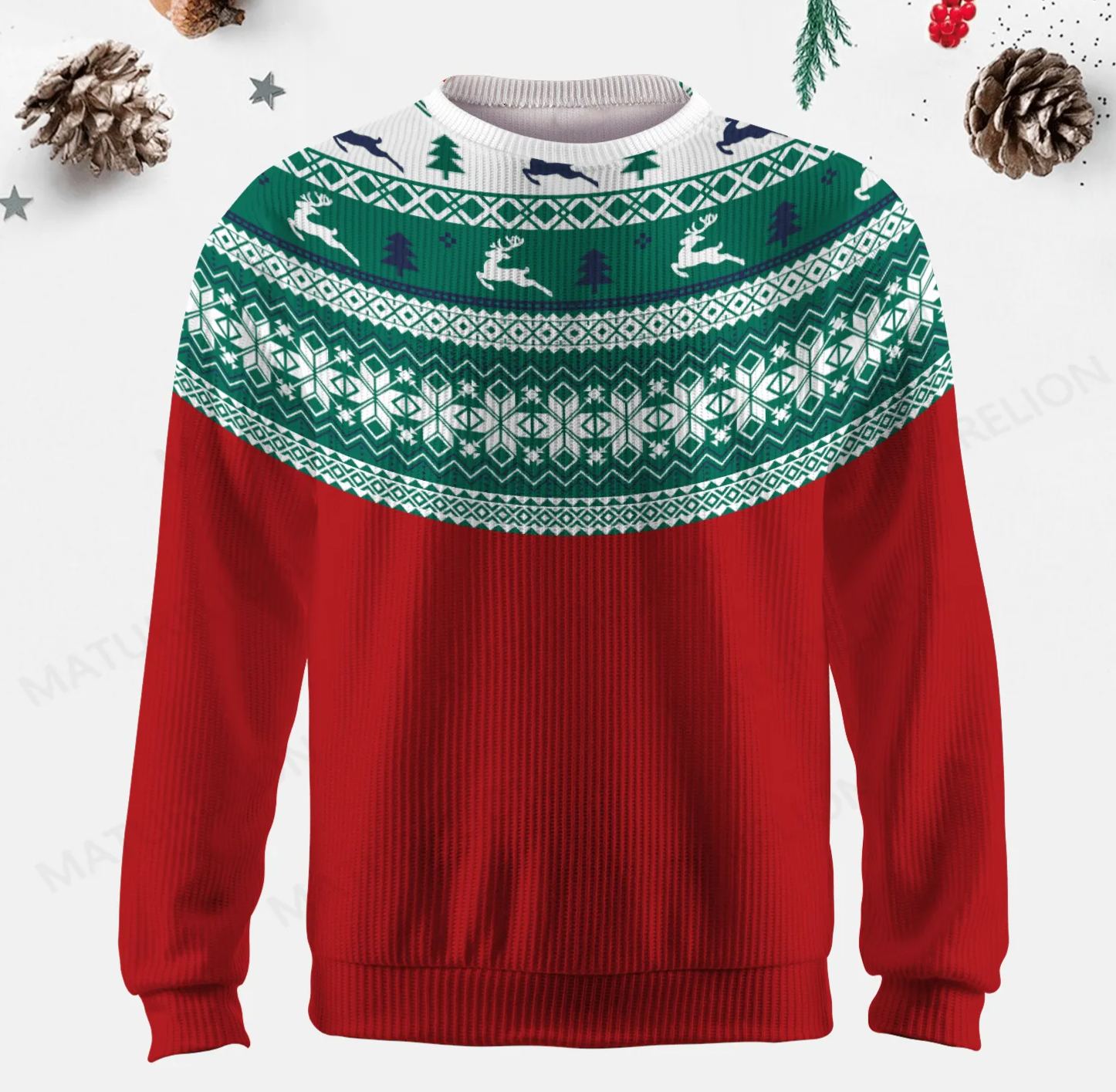 Maturelion Men's Sweater Warm Autumn Fair Isle Sweater