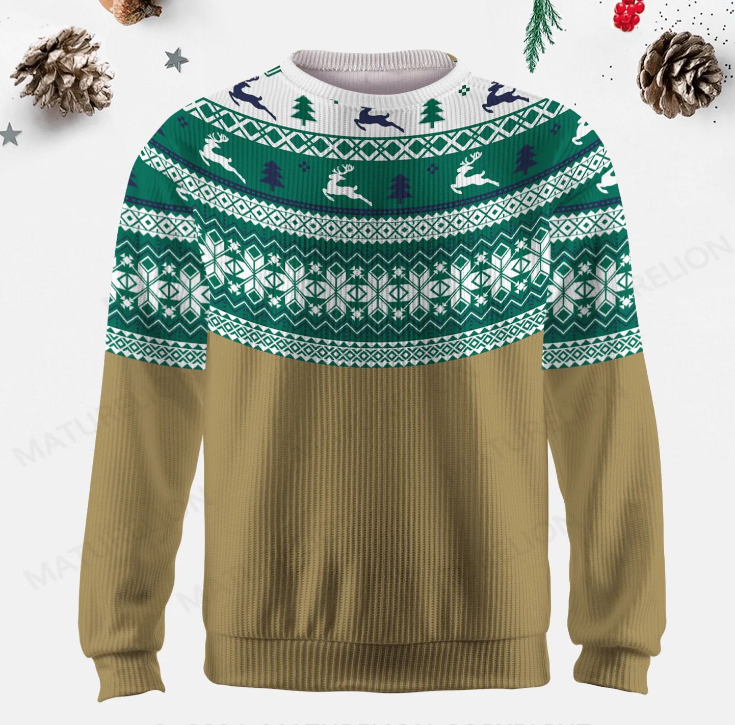 Maturelion Men's Sweater Warm Autumn Fair Isle Sweater