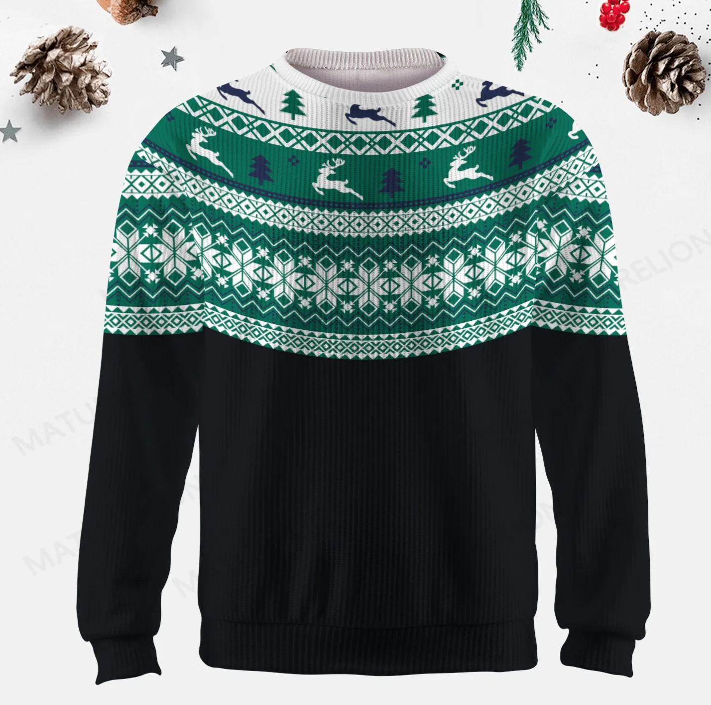 Maturelion Men's Sweater Warm Autumn Fair Isle Sweater