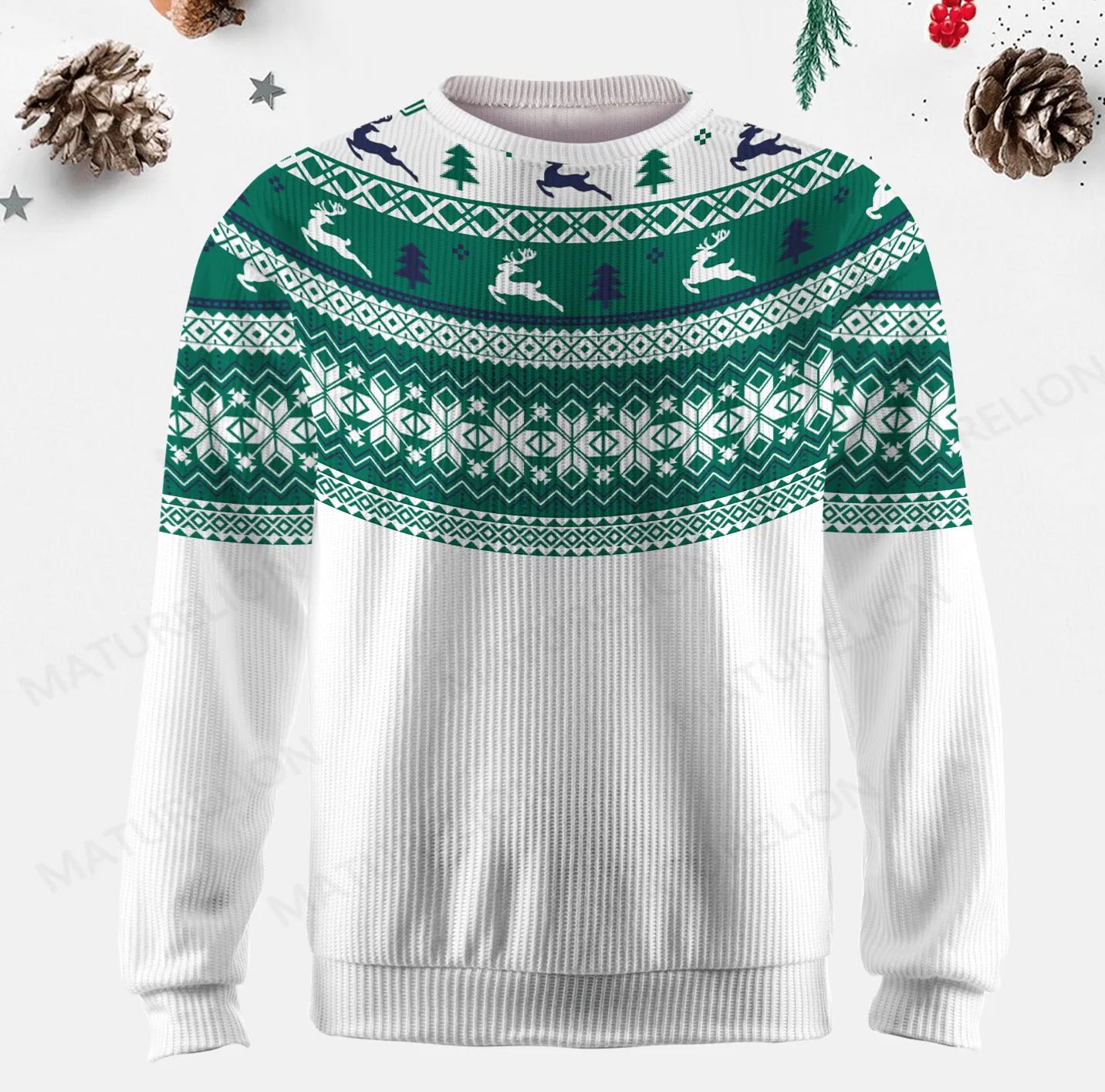 Maturelion Men's Sweater Warm Autumn Fair Isle Sweater