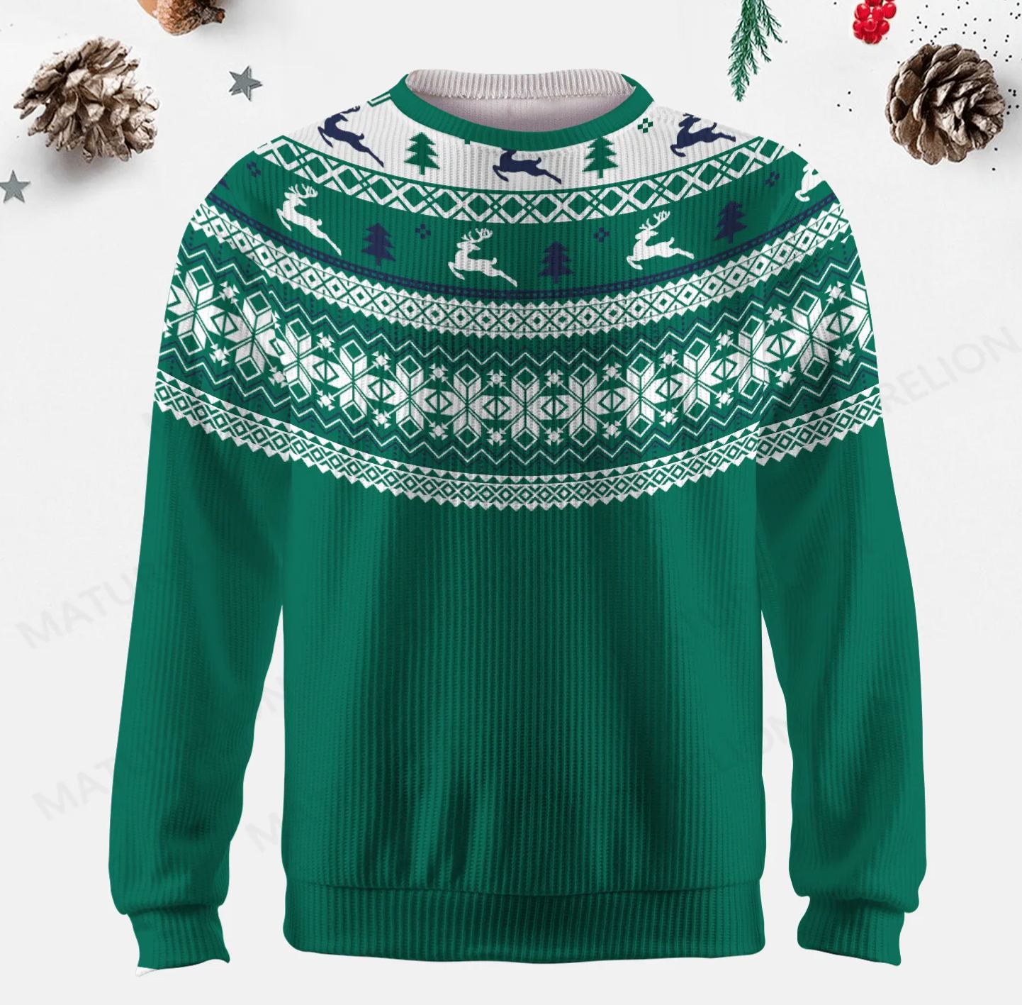 Maturelion Men's Sweater Warm Autumn Fair Isle Sweater