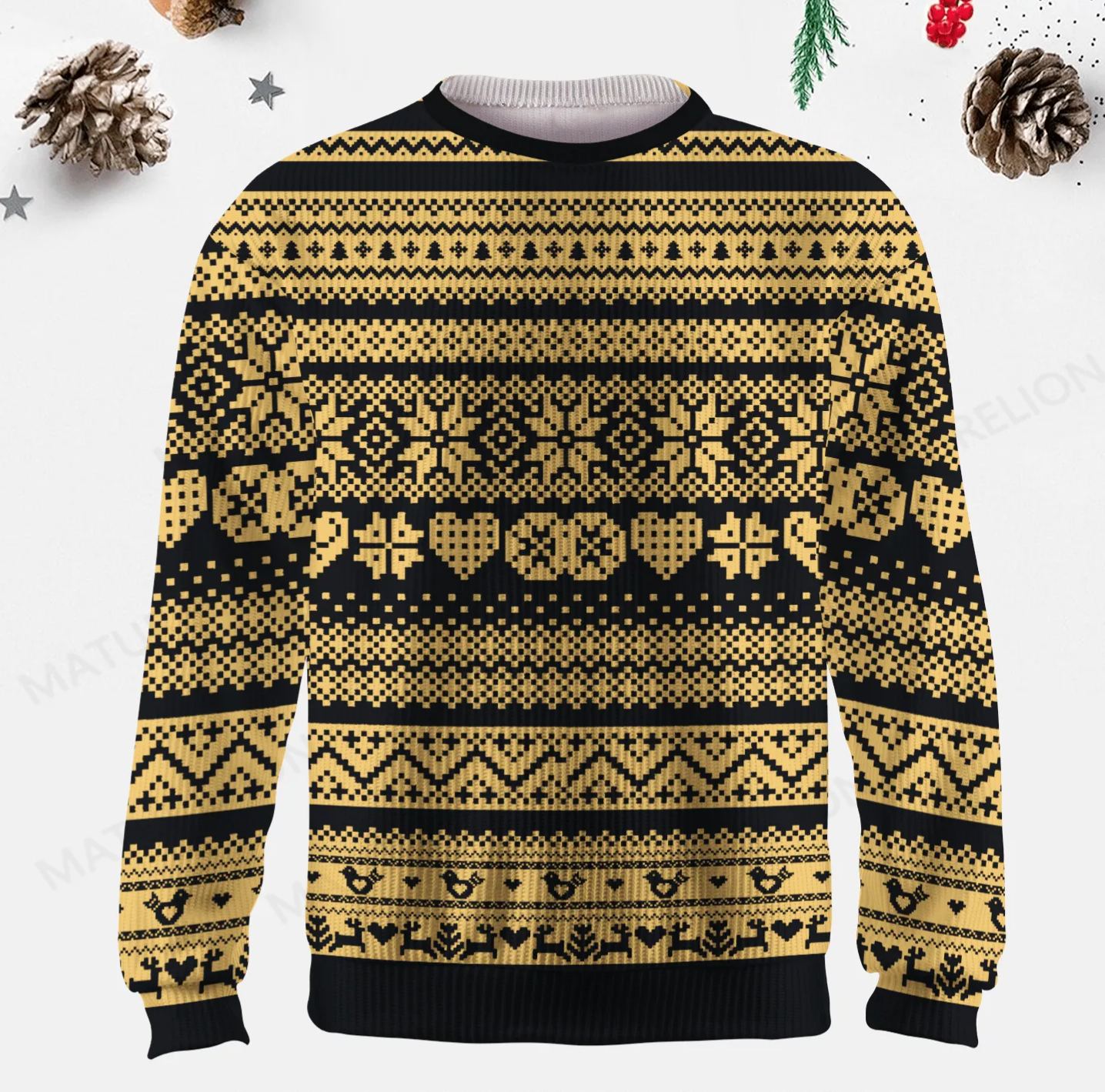 Maturelion Men's Sweater Elegant Winter Fair Isle Sweater