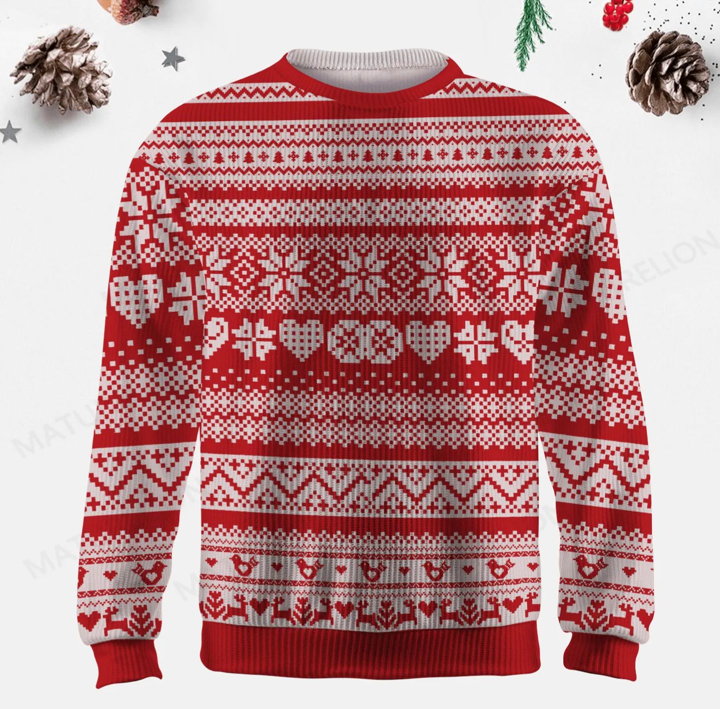Maturelion Men's Sweater Elegant Winter Fair Isle Sweater