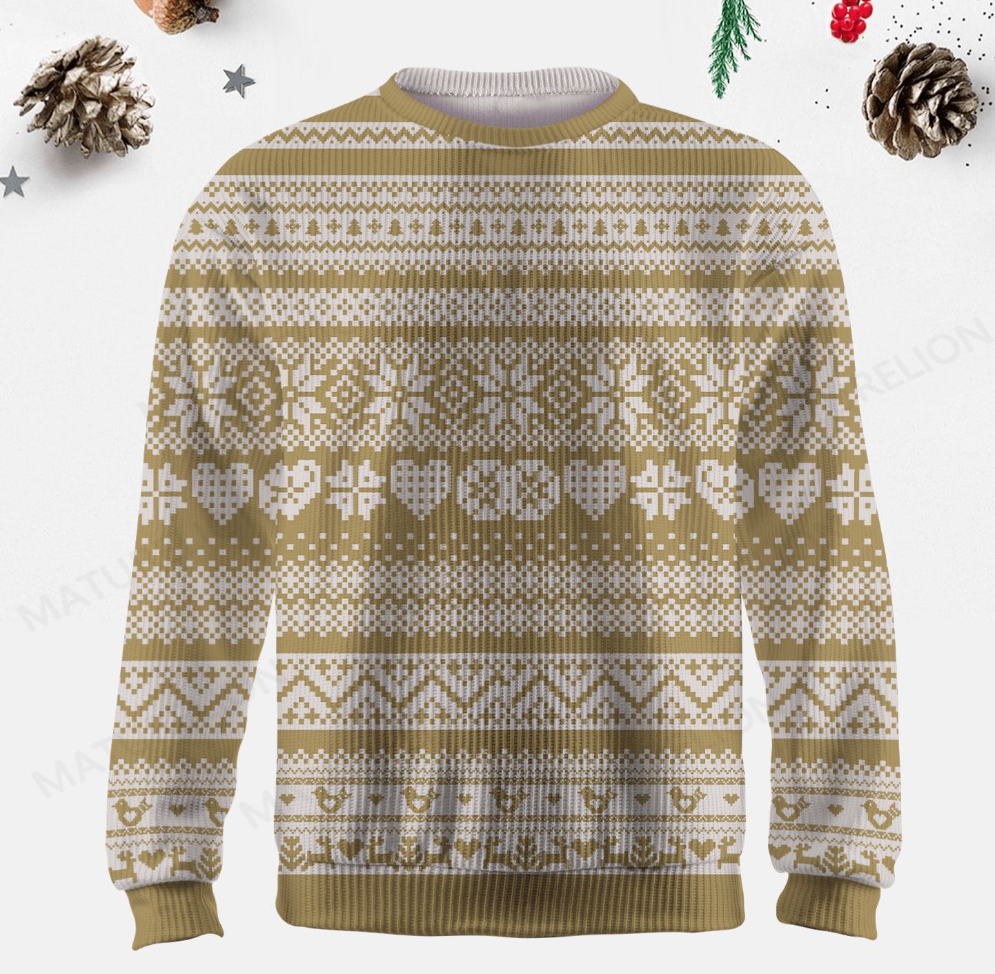 Maturelion Men's Sweater Elegant Winter Fair Isle Sweater