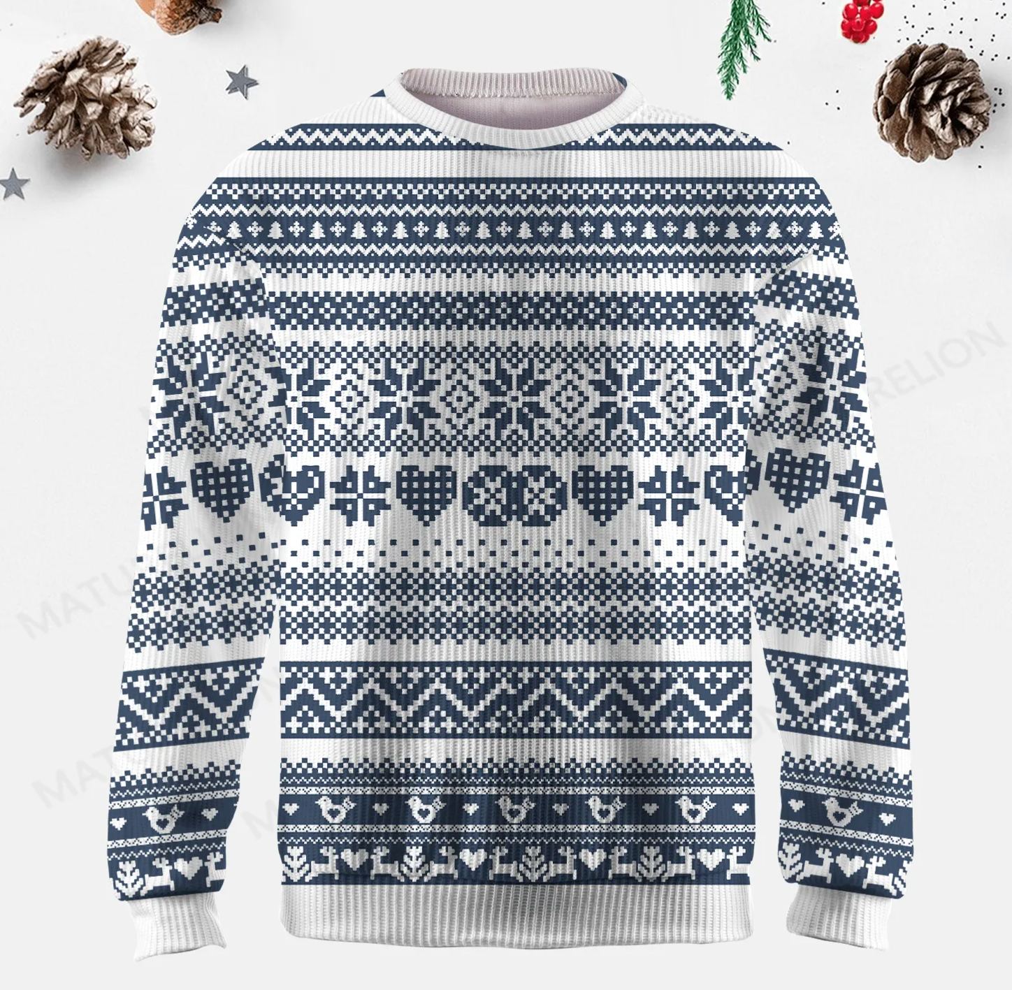 Maturelion Men's Sweater Elegant Winter Fair Isle Sweater