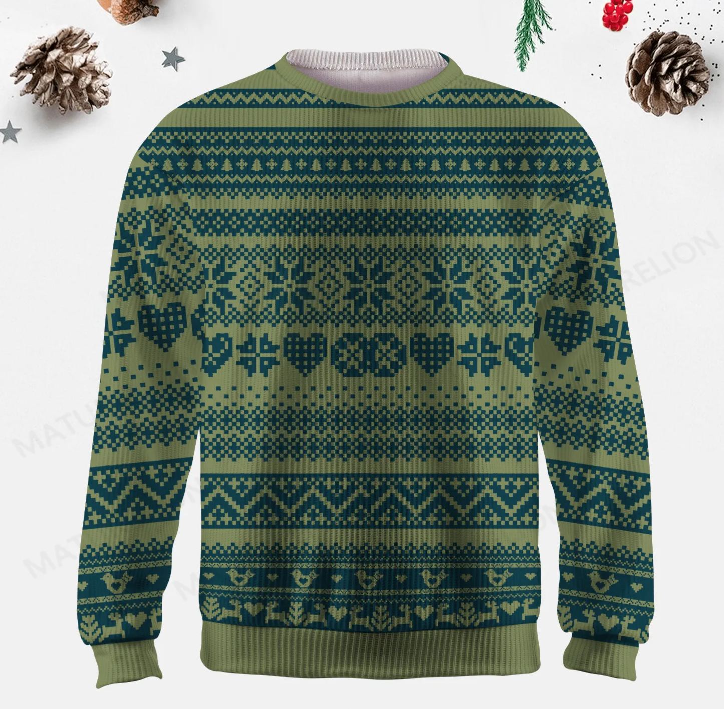 Maturelion Men's Sweater Elegant Winter Fair Isle Sweater