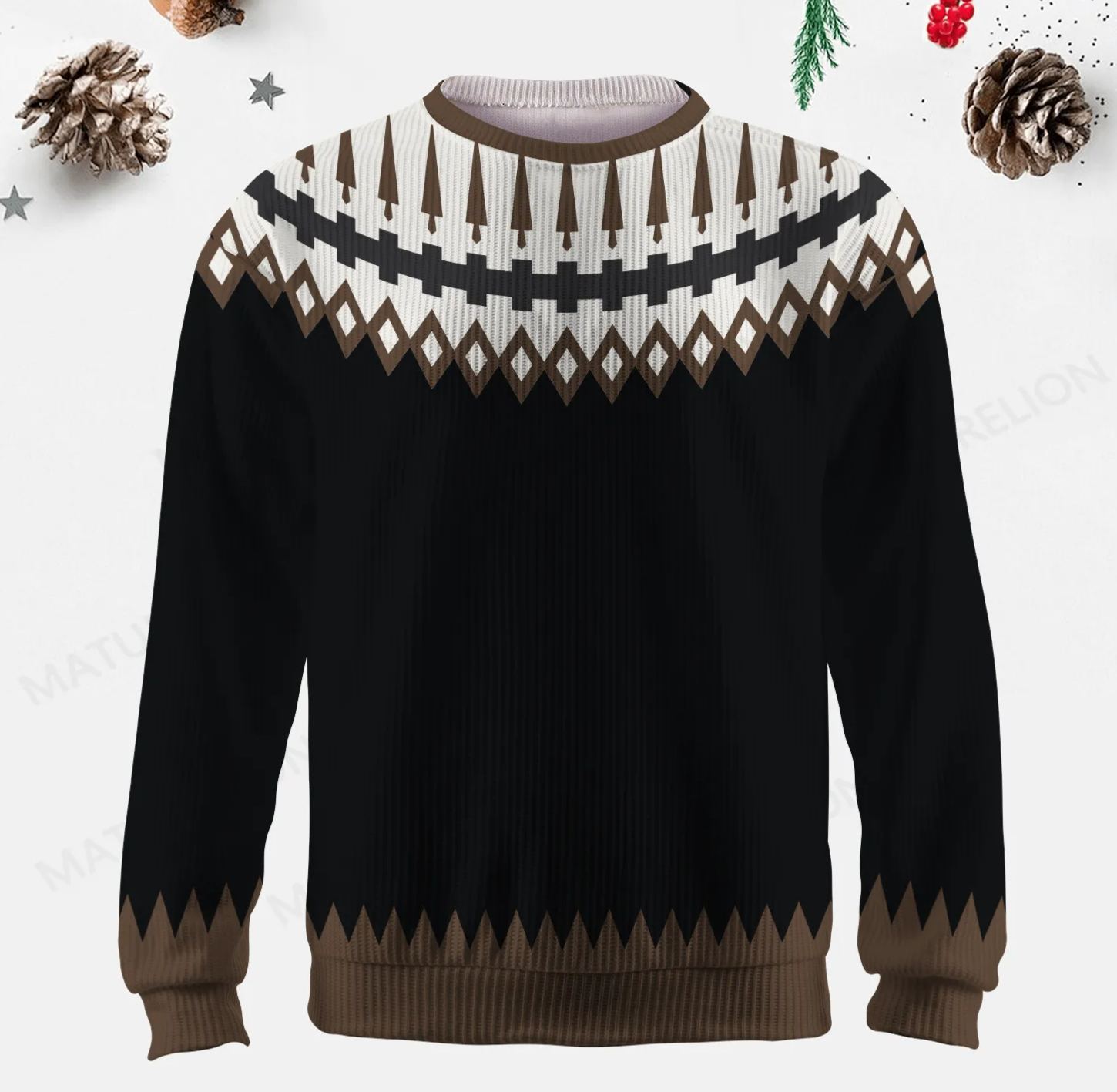 Maturelion Men's Sweater Classic Wool Knit Fair Isle Sweater