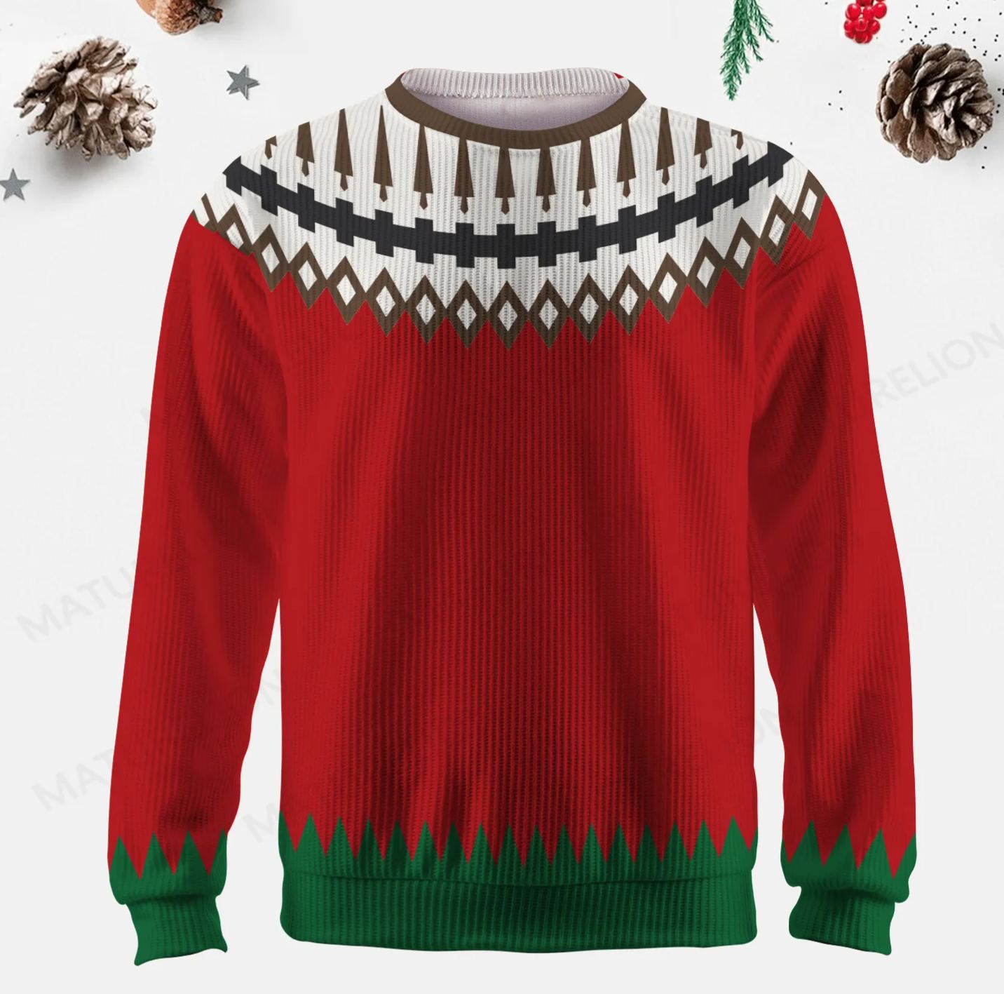 Maturelion Men's Sweater Classic Wool Knit Fair Isle Sweater