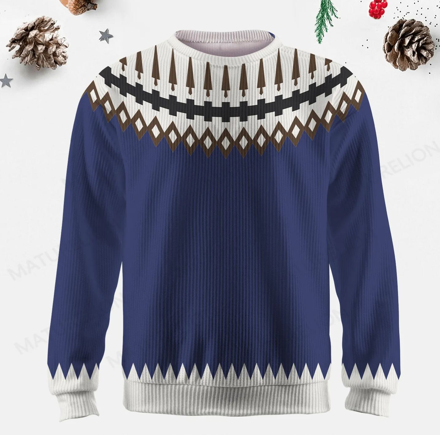 Maturelion Men's Sweater Classic Wool Knit Fair Isle Sweater