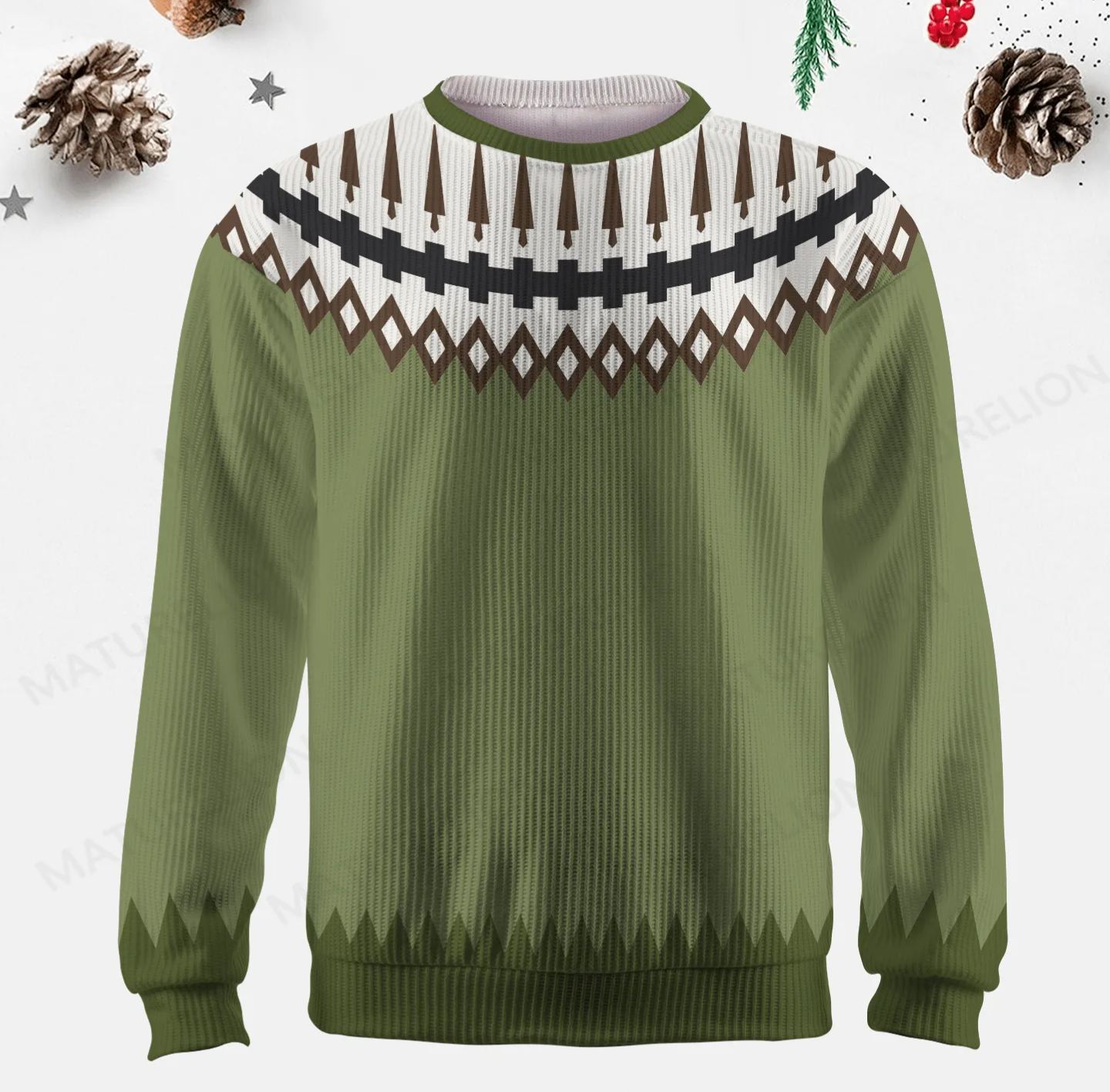 Maturelion Men's Sweater Classic Wool Knit Fair Isle Sweater