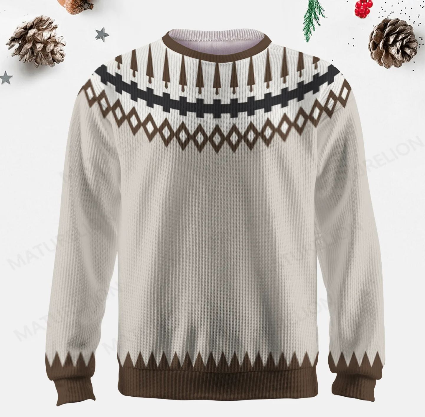 Maturelion Men's Sweater Classic Wool Knit Fair Isle Sweater