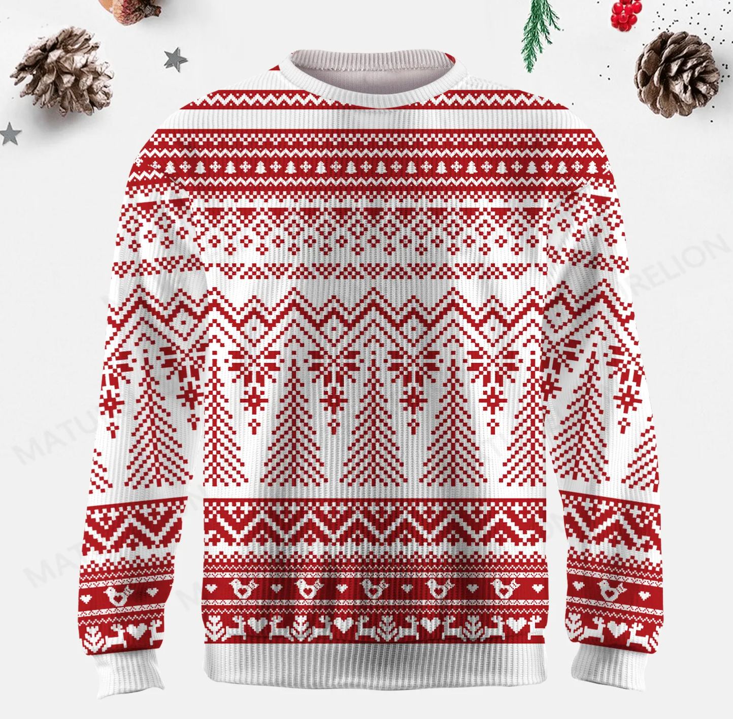 Maturelion Men's Sweater Cozy Knit Fair Isle Sweater