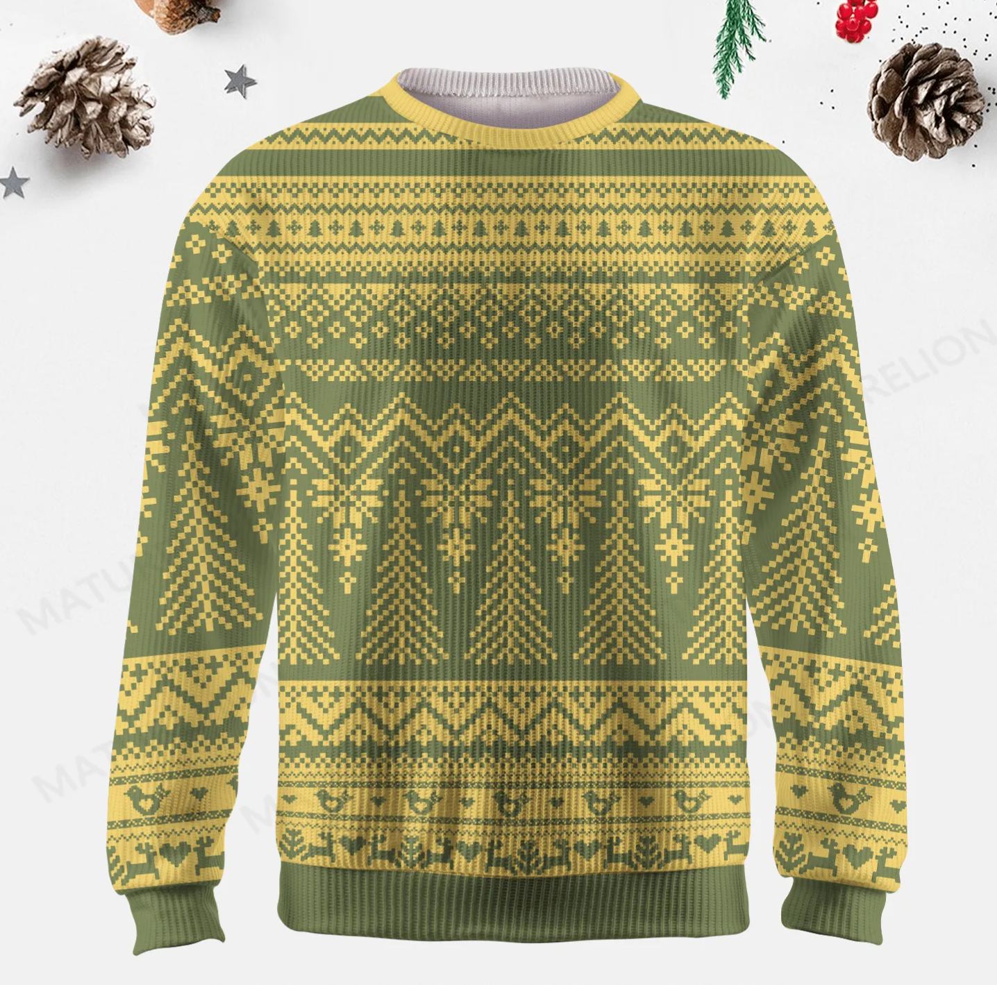 Maturelion Men's Sweater Cozy Knit Fair Isle Sweater