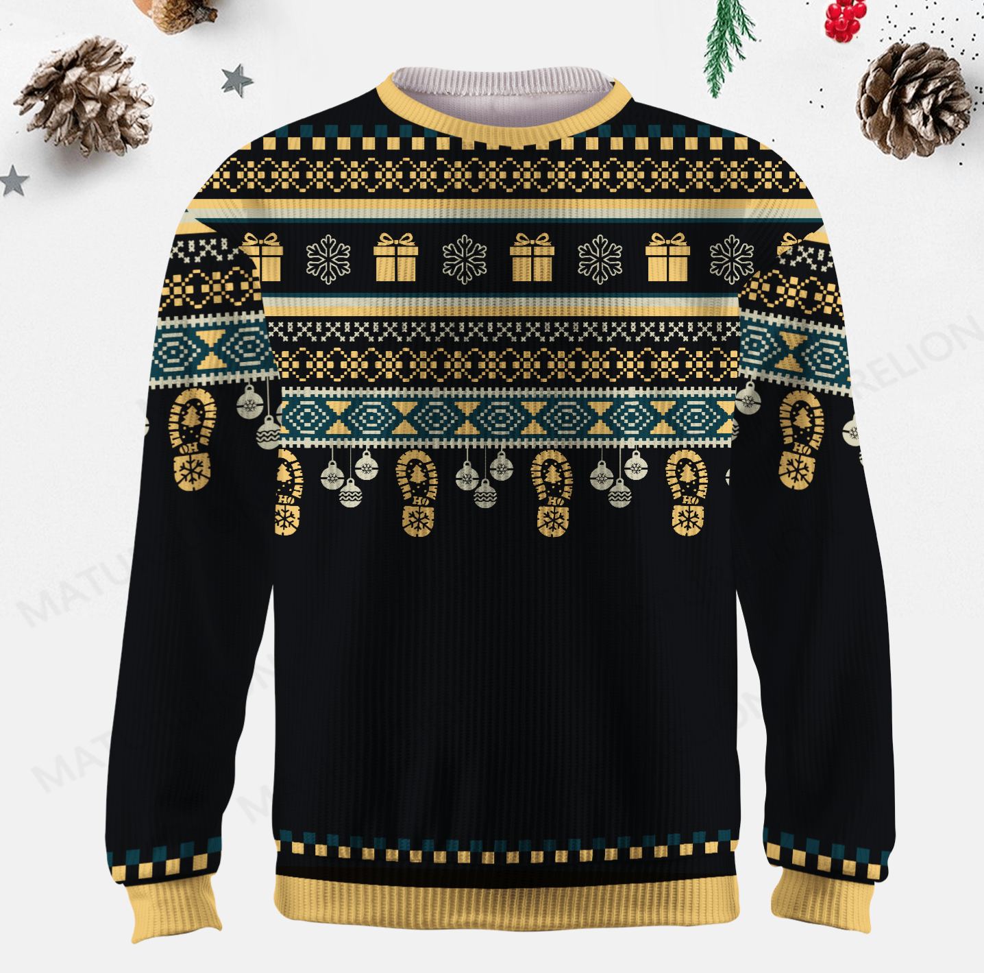 Maturelion Men's Sweater Autumn Color Block Fair Isle Sweater