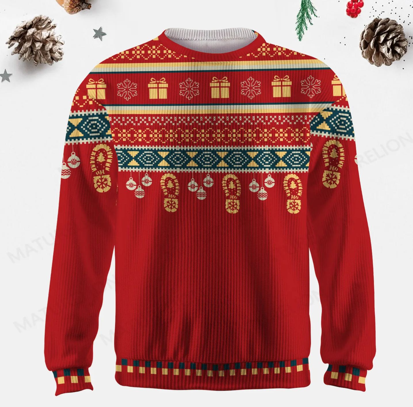 Maturelion Men's Sweater Autumn Color Block Fair Isle Sweater