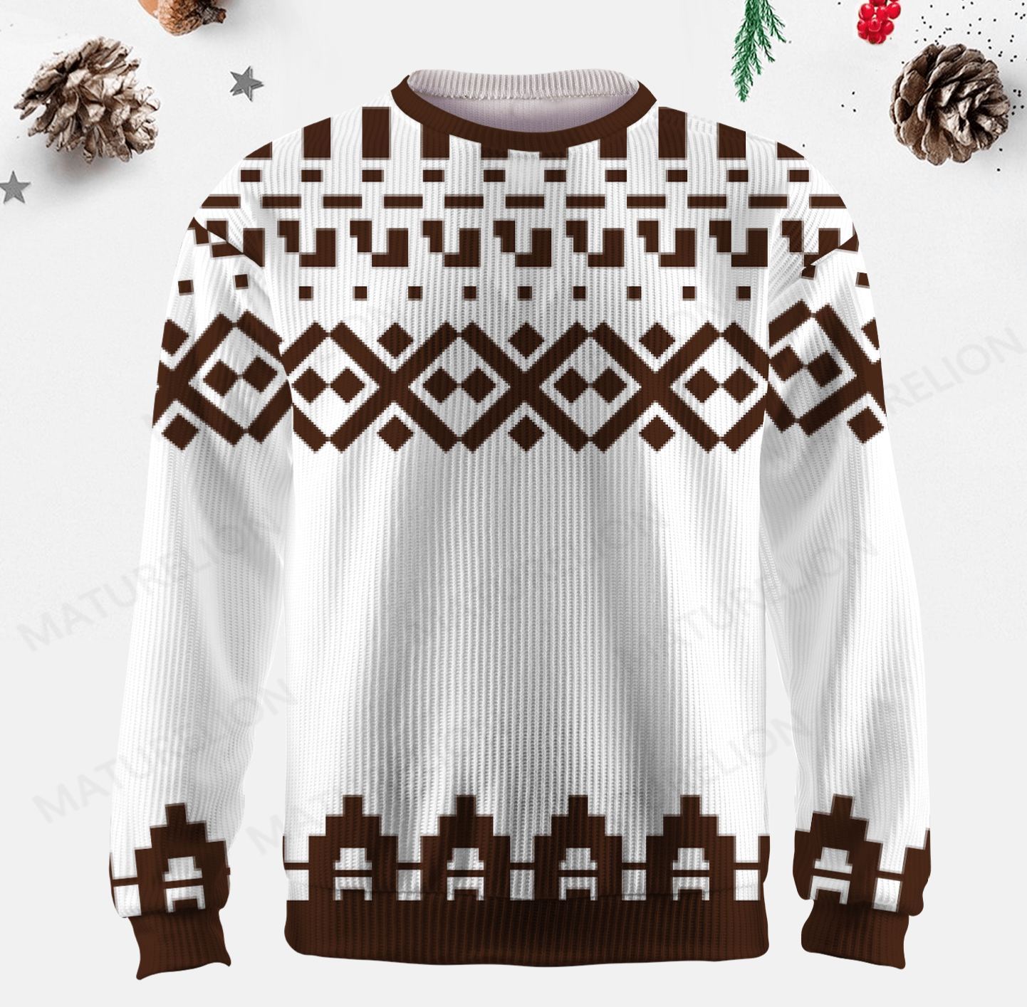 Maturelion Men's Sweater Heritage Knit Fair Isle Sweater