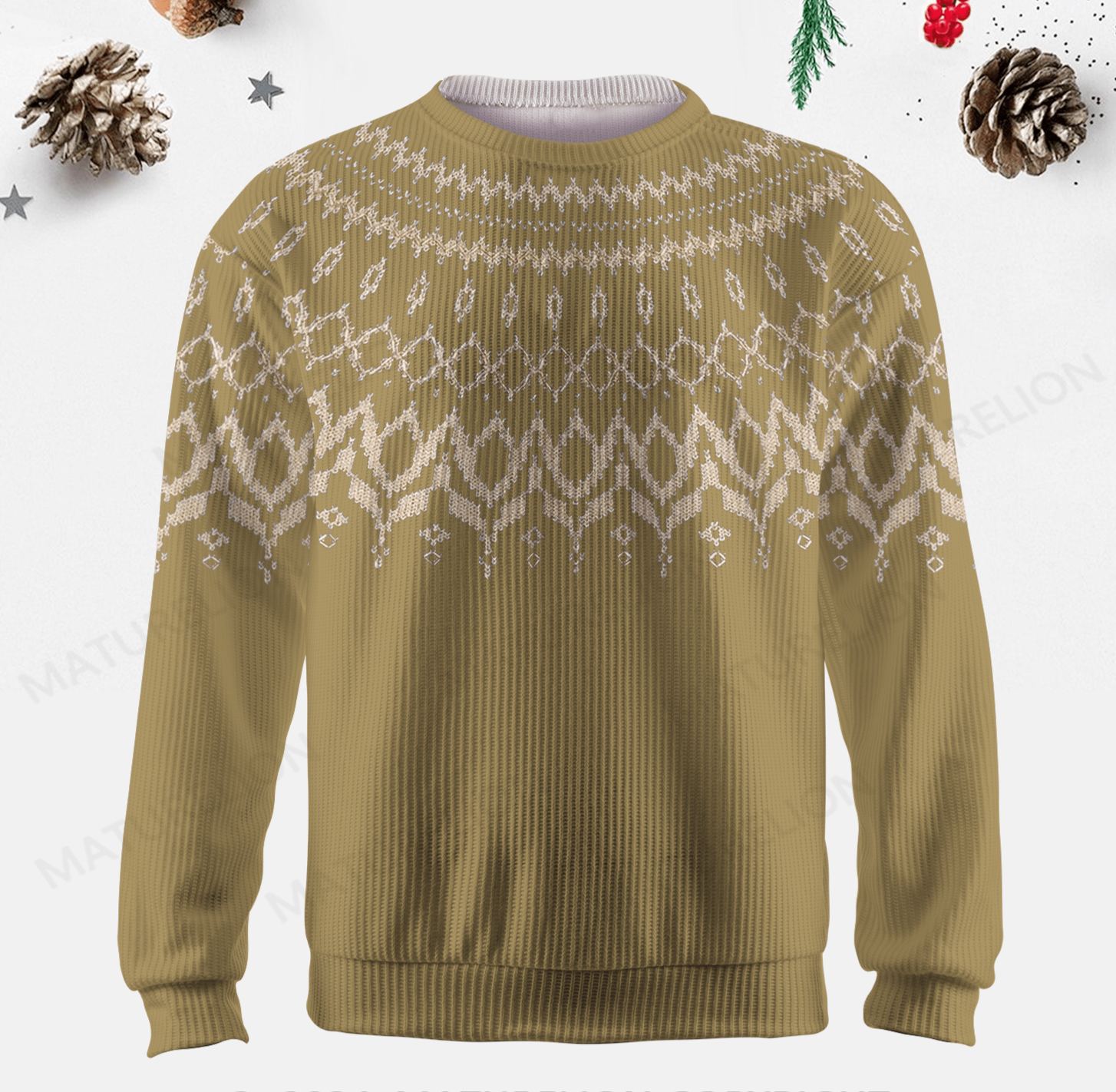 Maturelion Men's Sweater Rustic Wool Blend Fair Isle Sweater
