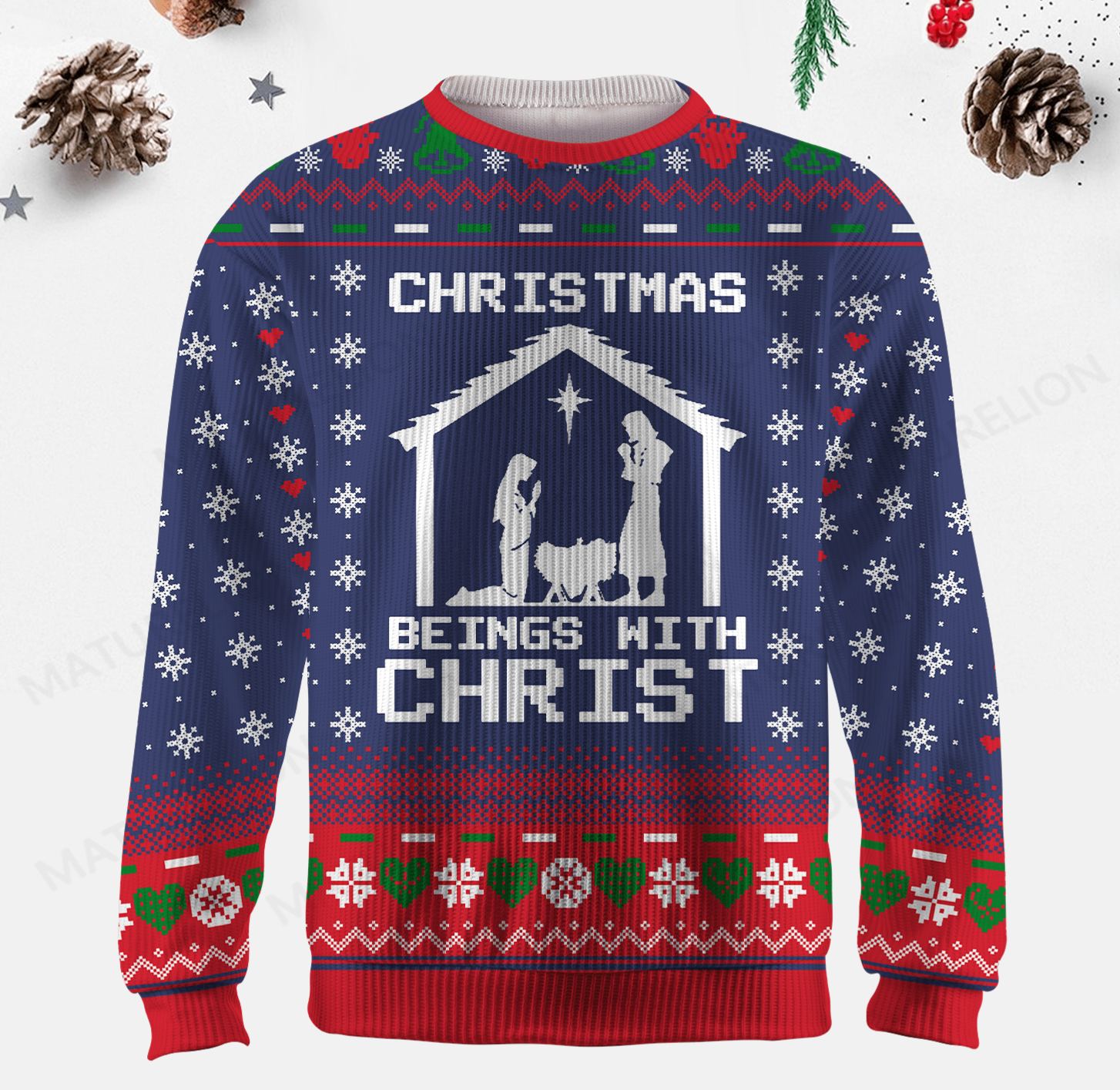 Maturelion  Christmas Beings With Christ Ugly Sweater