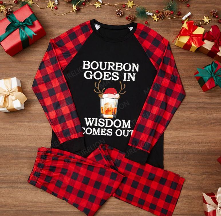 Maturelion Bourbon Goes In Wisdom Comes Out Bourbon Drinking Lover Gift Pyjamas