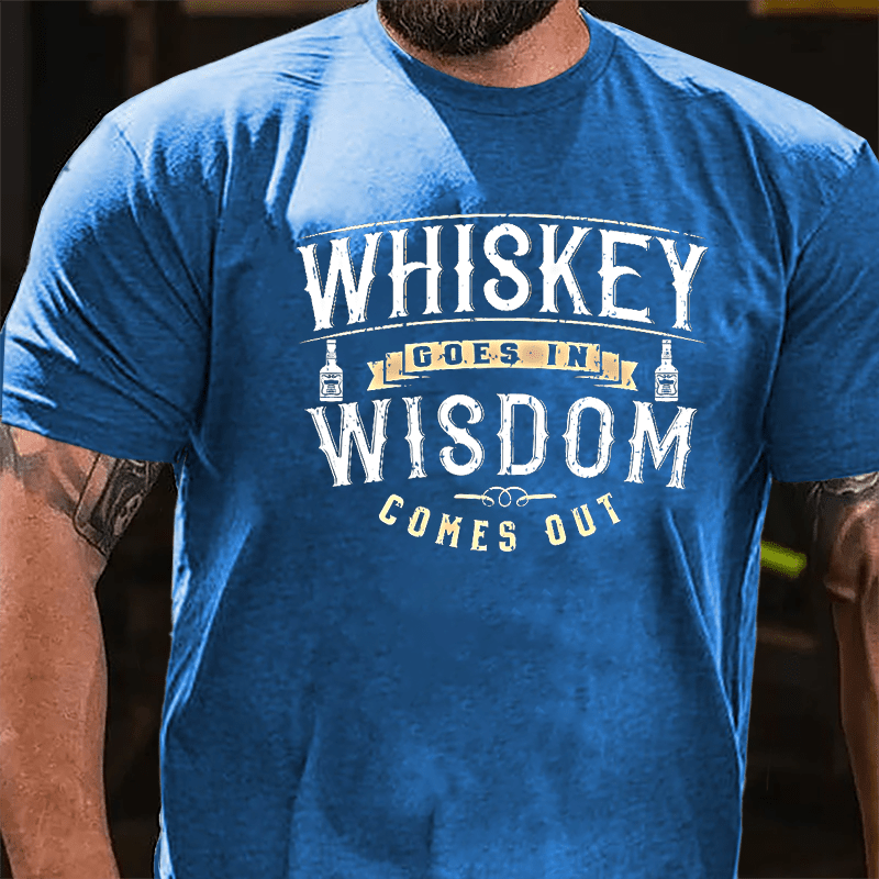 Whiskey Goes In Wisdom Comes Out Men's Drinking Cotton T-shirt (Free Customization)-Maturelion