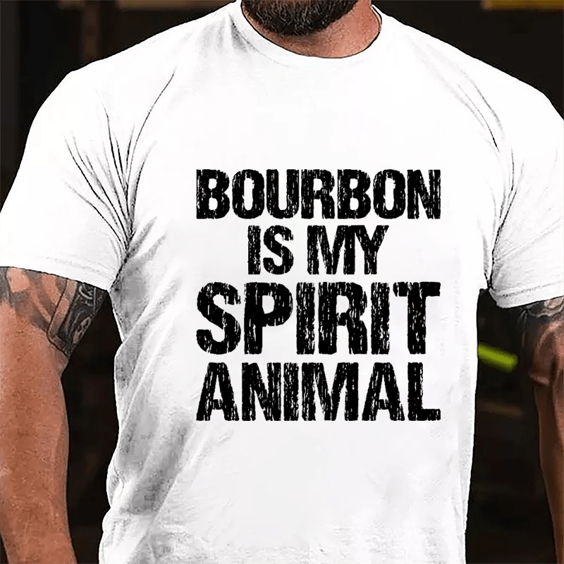 Bourbon Is My Spirit Animal Cotton T-shirt-Maturelion