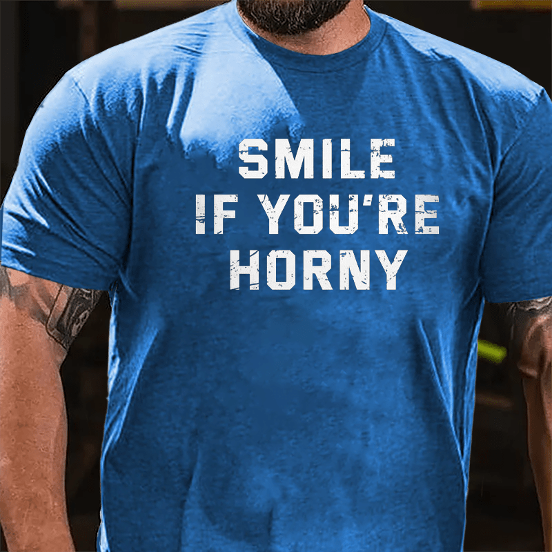 Smile If You're Horny Cotton T-shirt-Maturelion