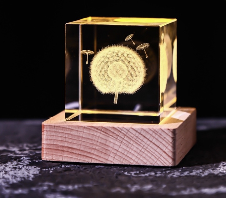 🔮Crystal cube carved dandelion creative ornament✨