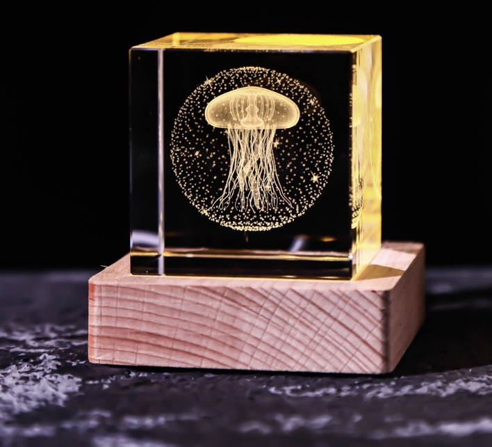 🔮Crystal cube carved jellyfish creative ornaments✨