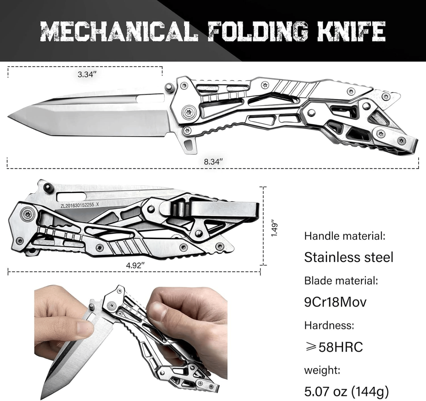 🎁NAXFUSS Mechanical Folding Knife Tactical Small Folding Knife-POIULTD