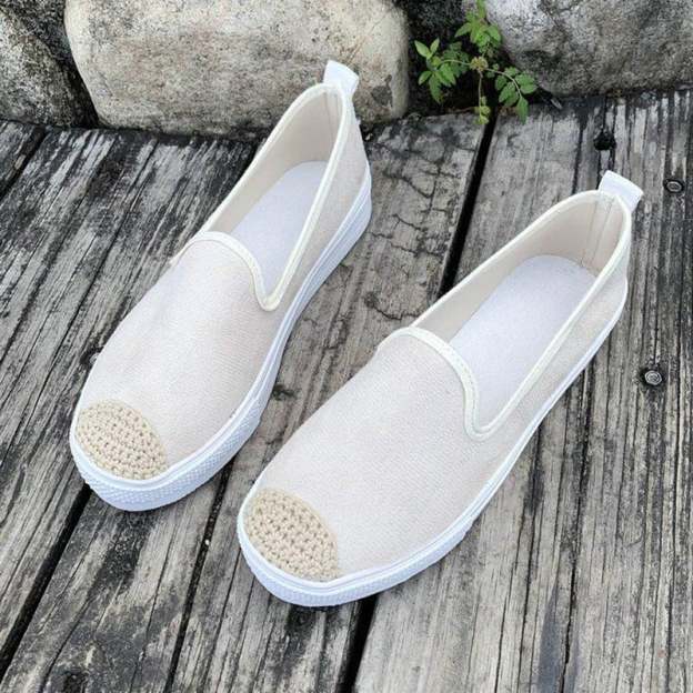 Casual Straw Women's Canvas Flats-POIULTD