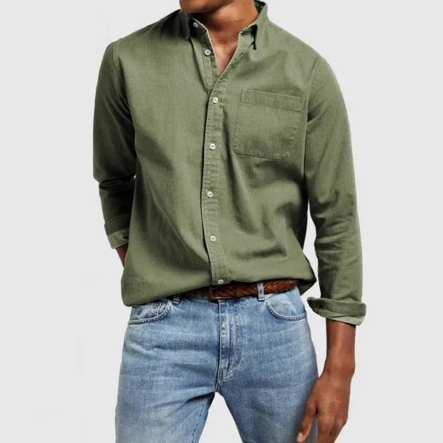 💥LAST DAY 49% OFF💥-Mens Denim Long Sleeve Button Down Shirt