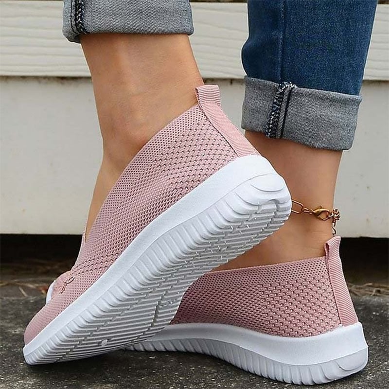 Casual Mesh Embroidered Weave Women's Flat Shoes-POIULTD