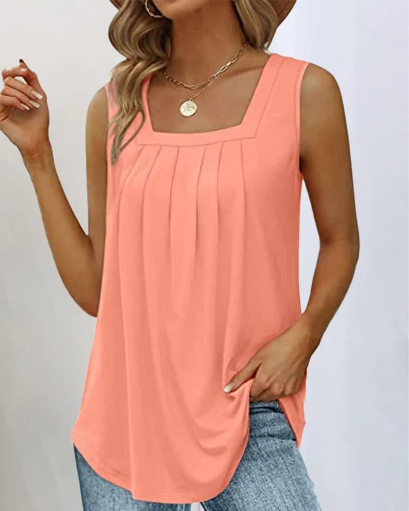 🌸Square neck sleeveless tank top-POIULTD