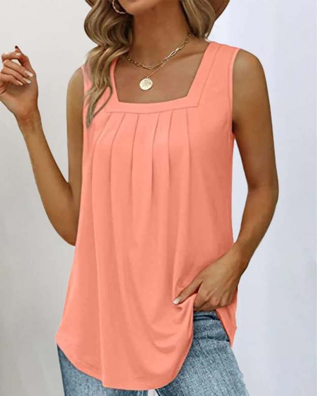 🌸Square neck sleeveless tank top-POIULTD