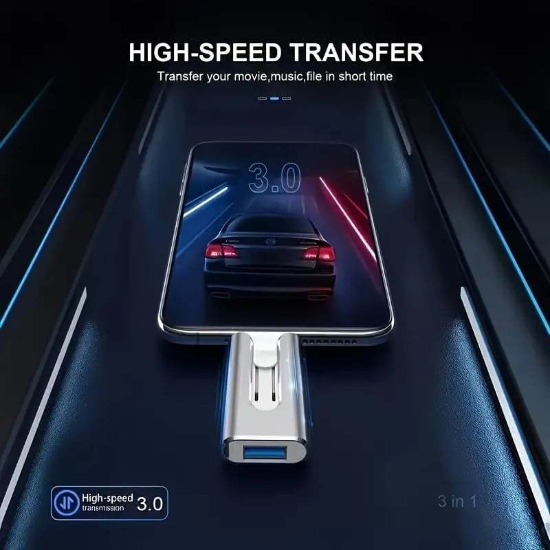 32~256GB Micro USB + 8 Pin + USB 3.0 4 in 1 Mobile Phone Computer U-Disk-POIULTD