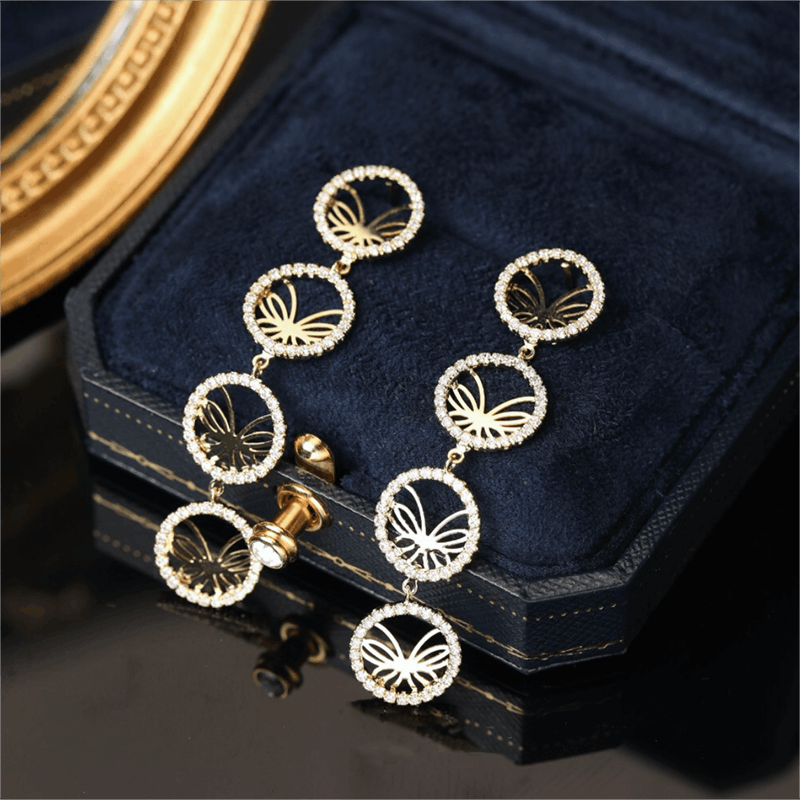 Butterfly tassel earrings-POIULTD