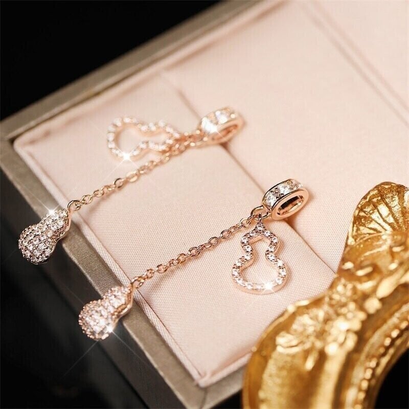 Diamond-Studded Gourd Earrings-POIULTD