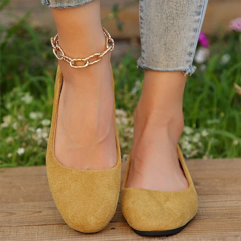 Casual Suede  Women's Flat Pumps Shoes-POIULTD