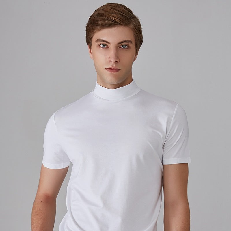 Men 's High Neck Slim Fit T-shirt-POIULTD