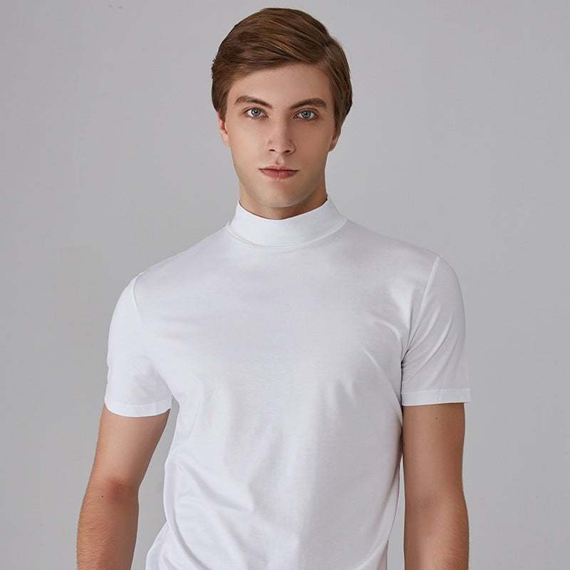 Men 's High Neck Slim Fit T-shirt-POIULTD