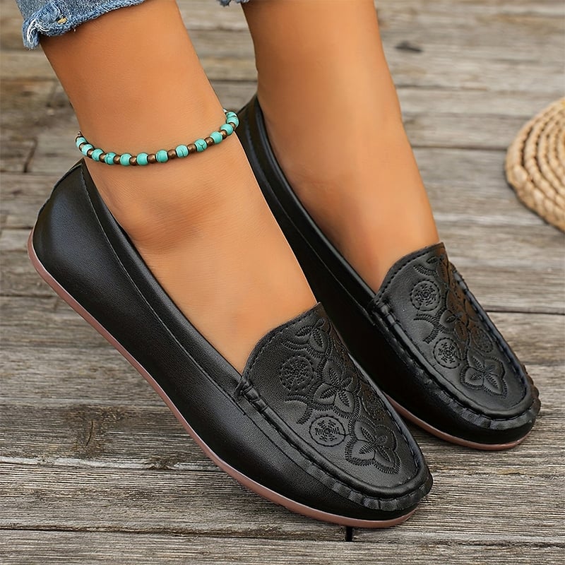 Casual Soft Sole Embroidered Women's Flat Shoes-POIULTD