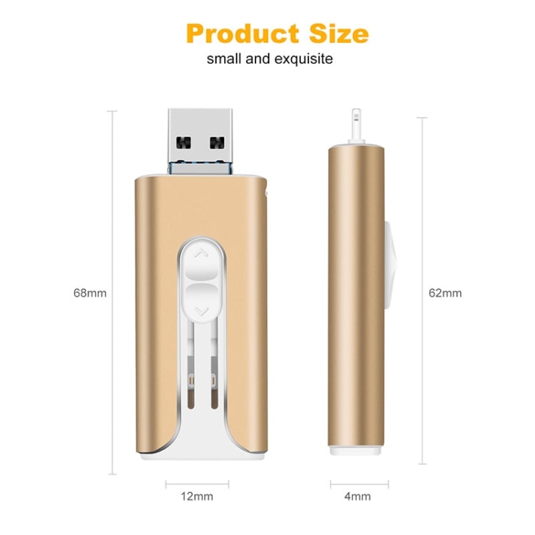 32~256GB Micro USB + 8 Pin + USB 3.0 4 in 1 Mobile Phone Computer U-Disk-POIULTD
