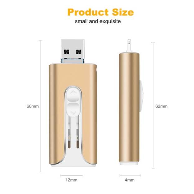 32~256GB Micro USB + 8 Pin + USB 3.0 4 in 1 Mobile Phone Computer U-Disk-POIULTD