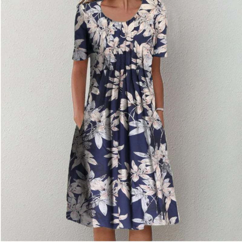 Round neck printed dress