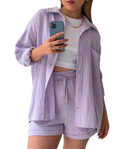 Zweiteiliger Langarmshirt-Damen-Freizeitanzug für Damen-POIULTD