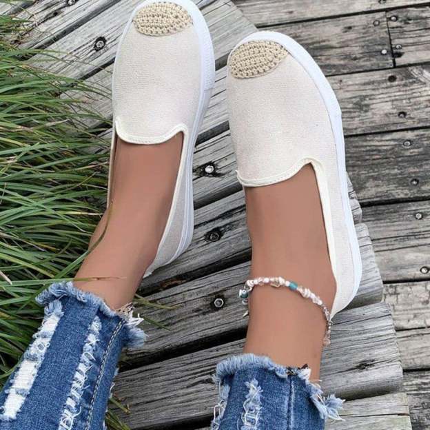 Casual Straw Women's Canvas Flats-POIULTD