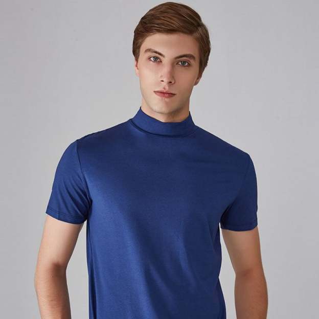 Men 's High Neck Slim Fit T-shirt-POIULTD