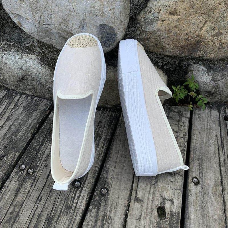 Casual Straw Women's Canvas Flats-POIULTD